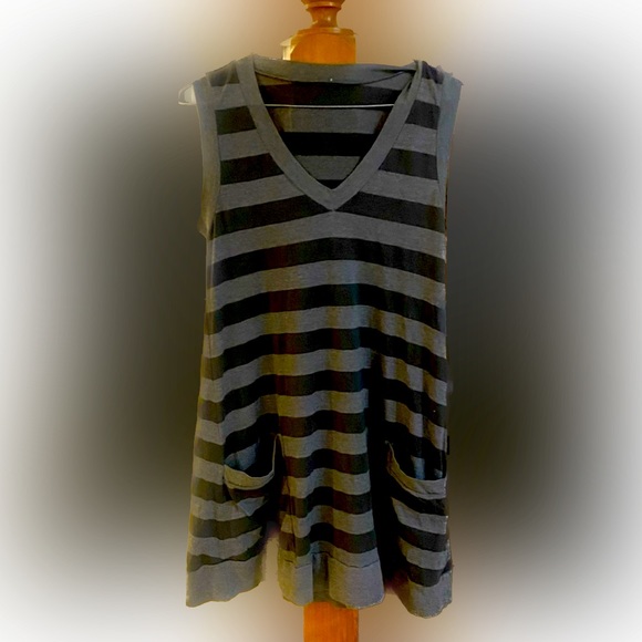Metalicus Dresses & Skirts - Lovely grey stripe sleeveless Metalicus dress. One size fits all.